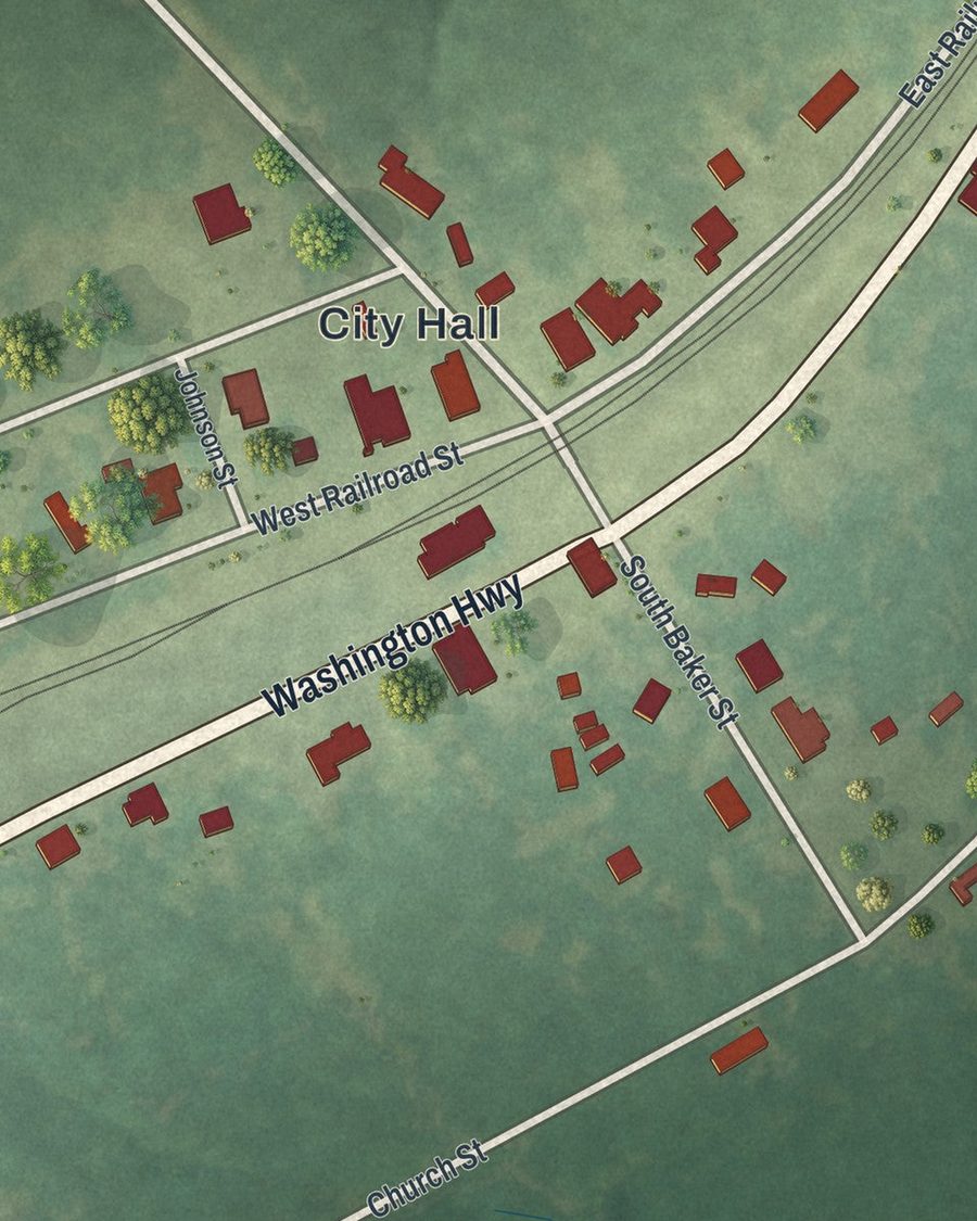 Close-up of Camak streets on the map
