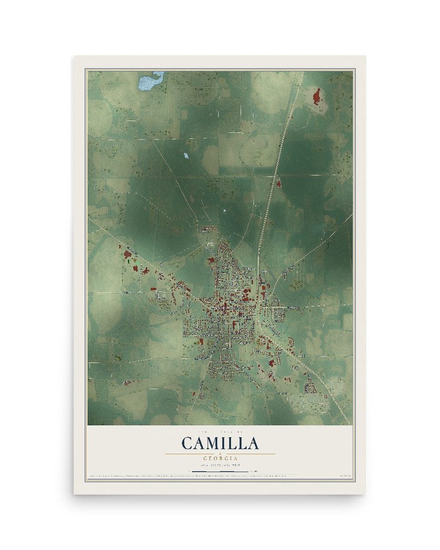 Camilla, Georgia map print, 12 x 18 in, print only