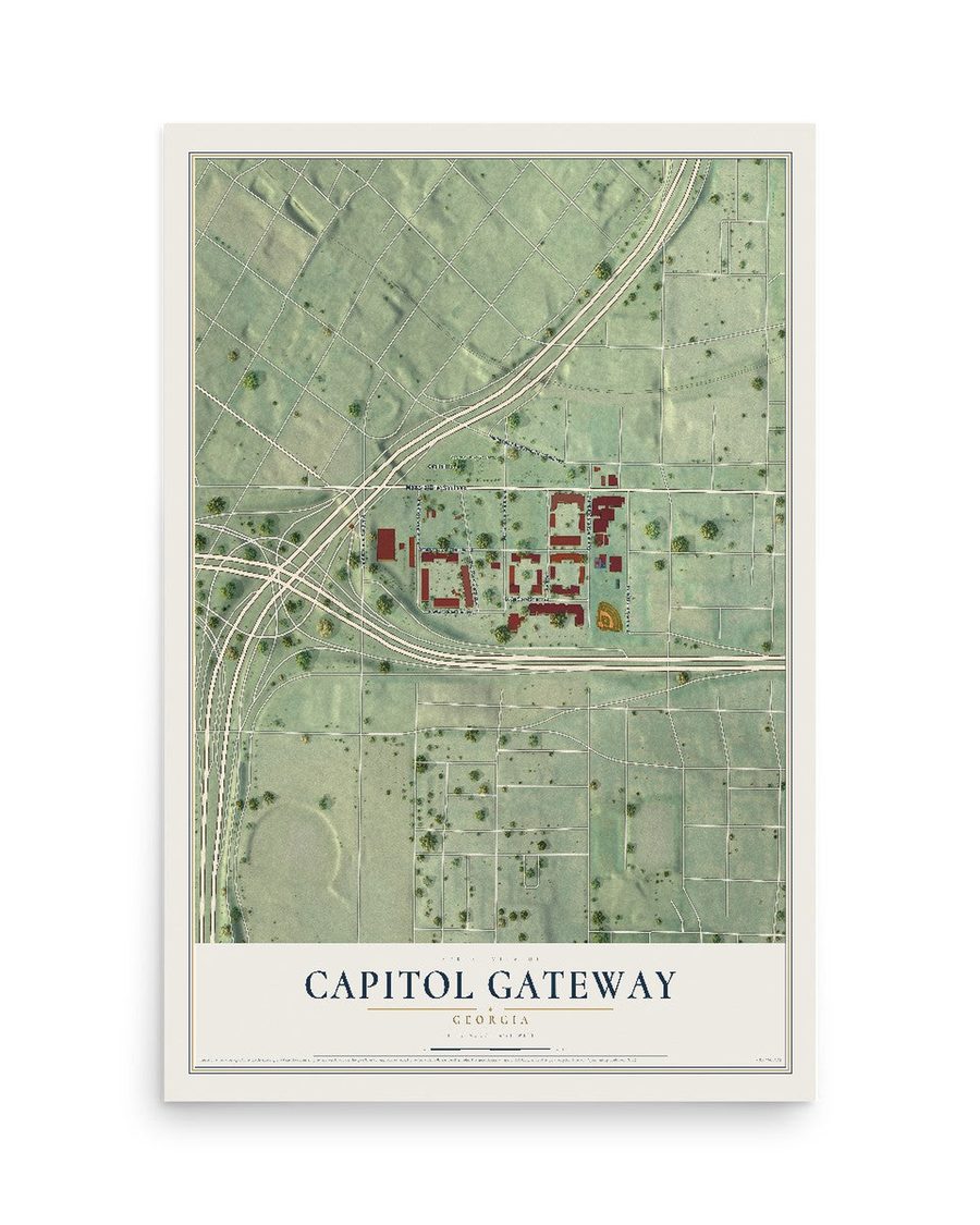 Capitol Gateway, Georgia map print, 12 x 18 in, print only
