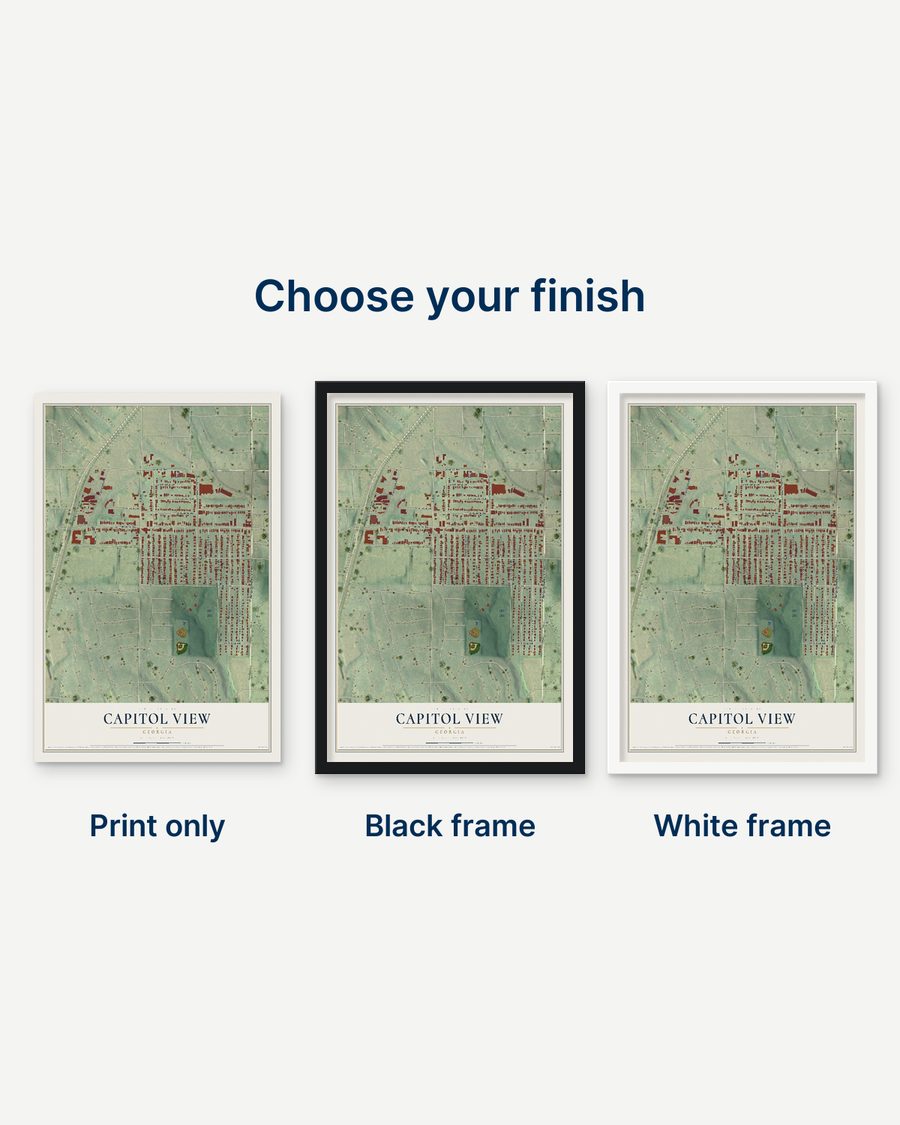 The Capitol View, Georgia map as a print only, in a black frame and in a white frame