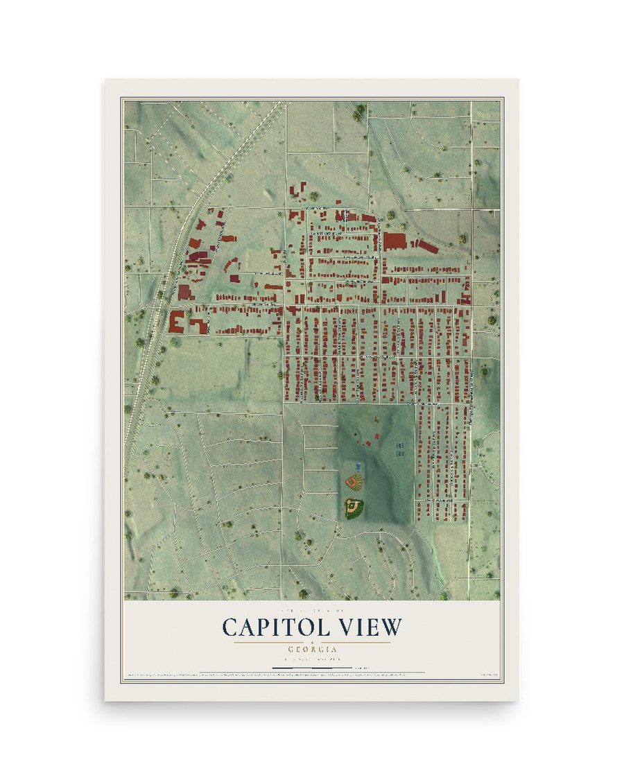 Capitol View, Georgia map print, 12 x 18 in, print only