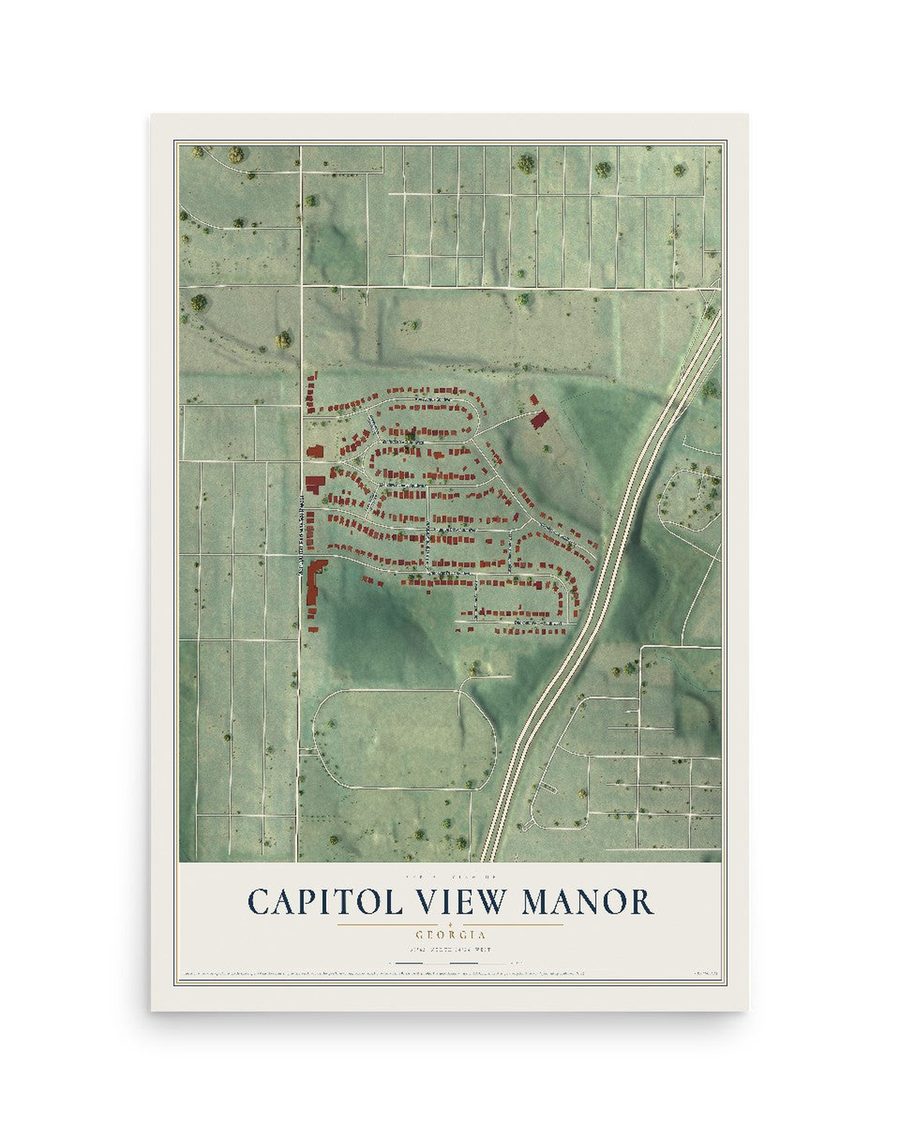 Capitol View Manor, Georgia map print, 12 x 18 in, print only