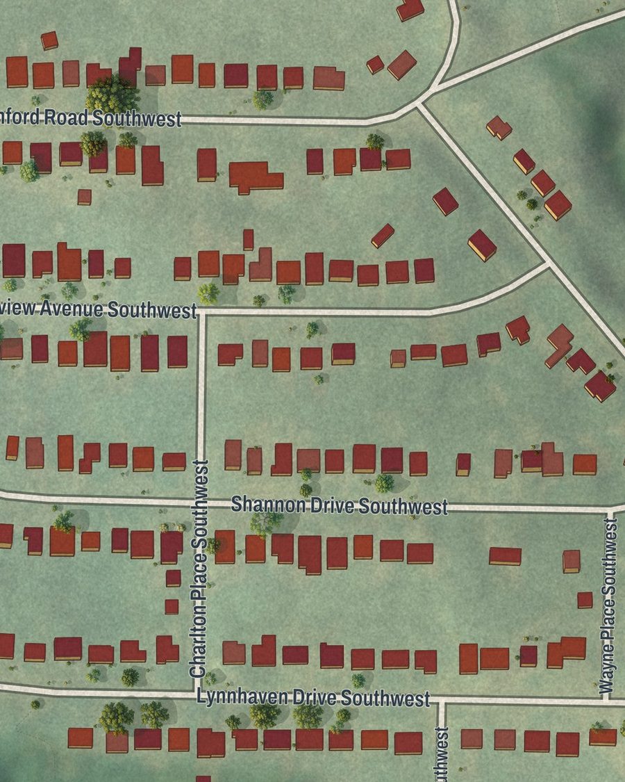 Close-up of Capitol View Manor streets on the map
