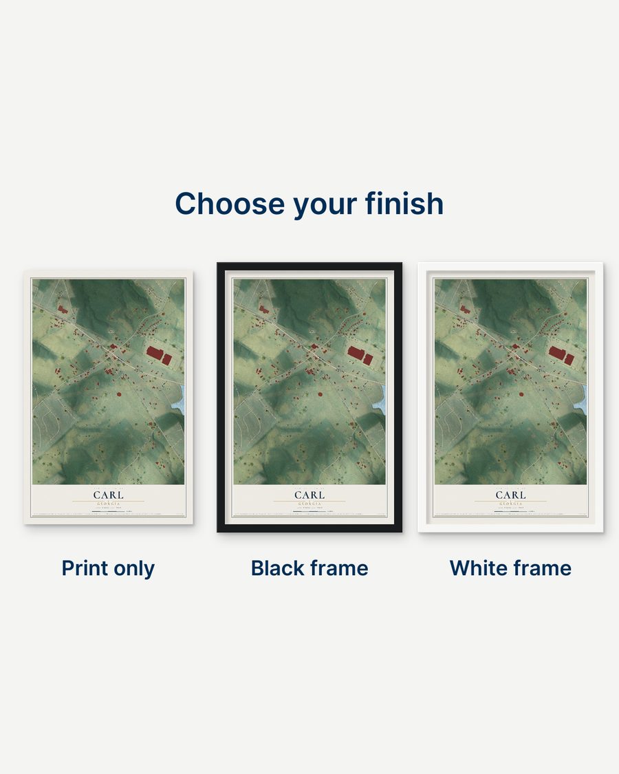The Carl, Georgia map as a print only, in a black frame and in a white frame