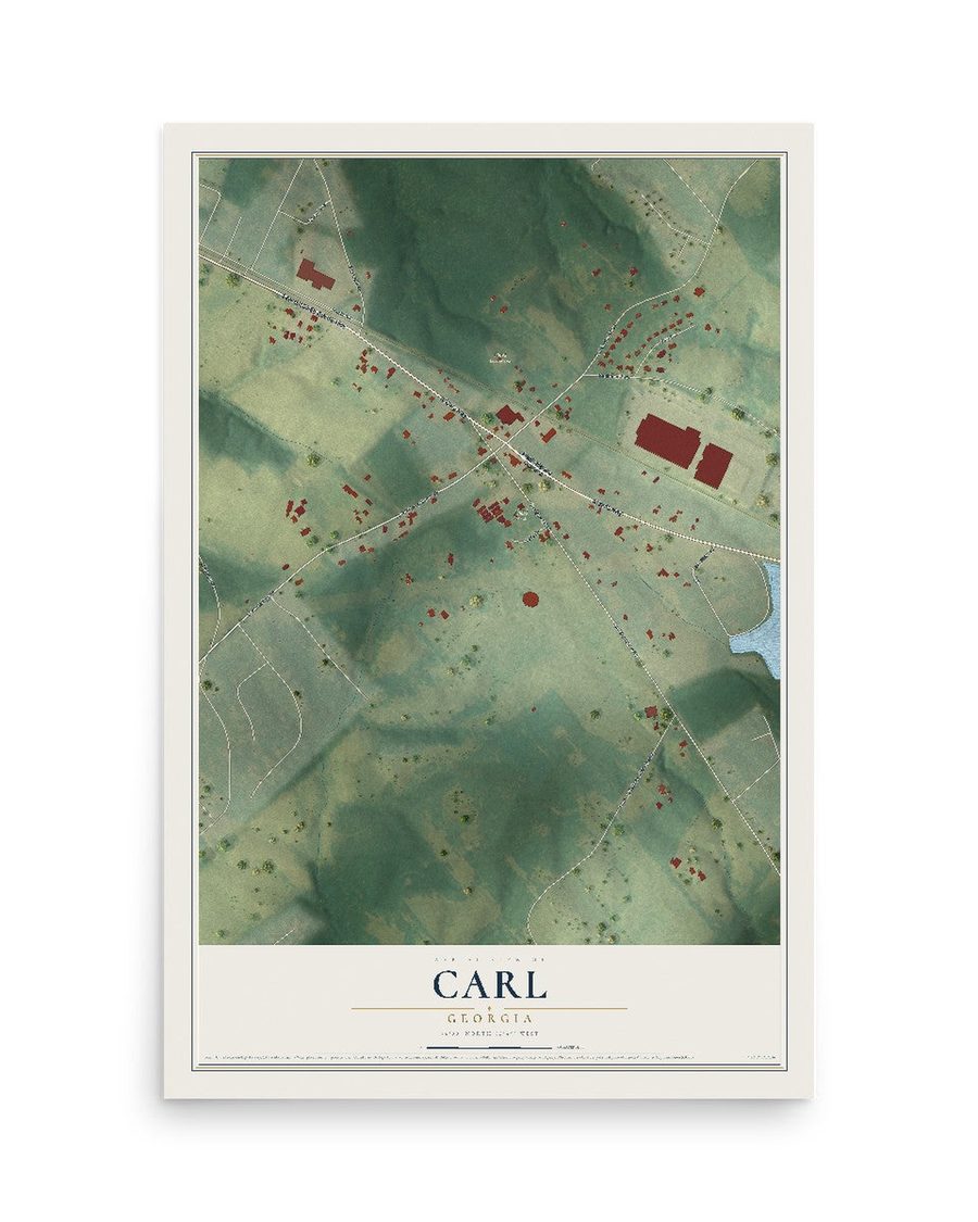 Carl, Georgia map print, 12 x 18 in, print only