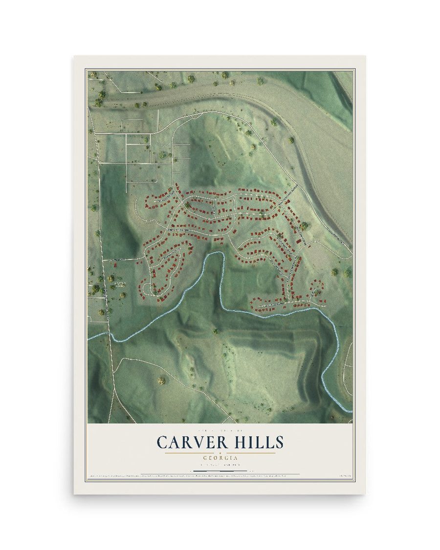 Carver Hills, Georgia map print, 12 x 18 in, print only