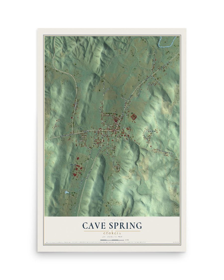 Cave Spring, Georgia map print, 12 x 18 in, print only