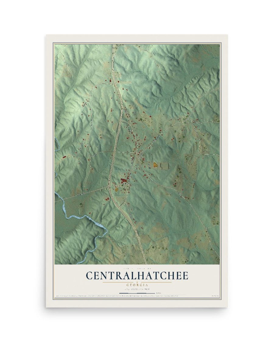Centralhatchee, Georgia map print, 12 x 18 in, print only