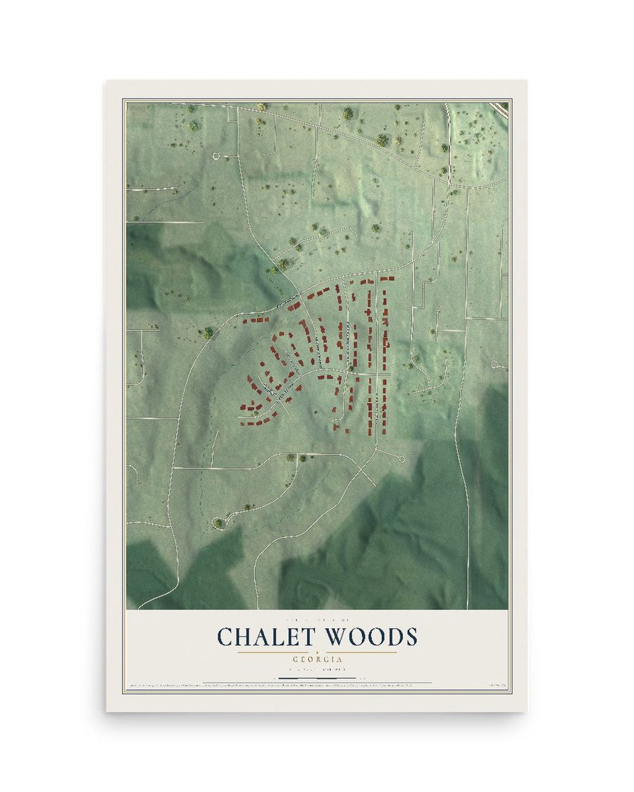 Chalet Woods, Georgia map print, 12 x 18 in, print only