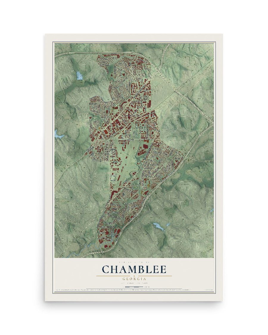 Chamblee, Georgia map print, 12 x 18 in, print only
