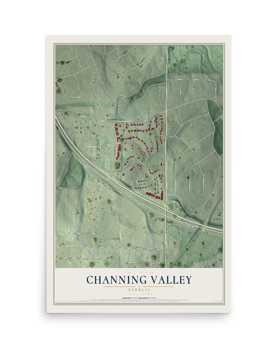 Channing Valley, Georgia map print, 12 x 18 in, print only