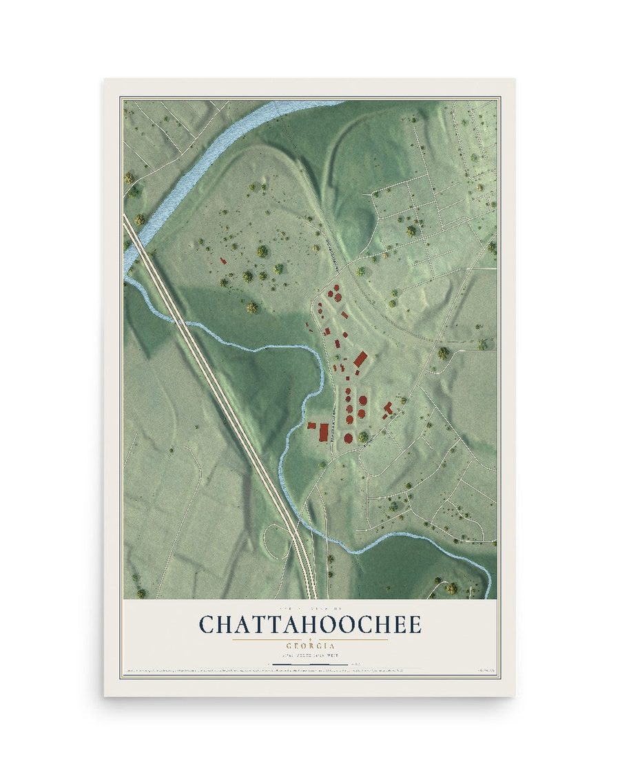 Chattahoochee, Georgia map print, 12 x 18 in, print only