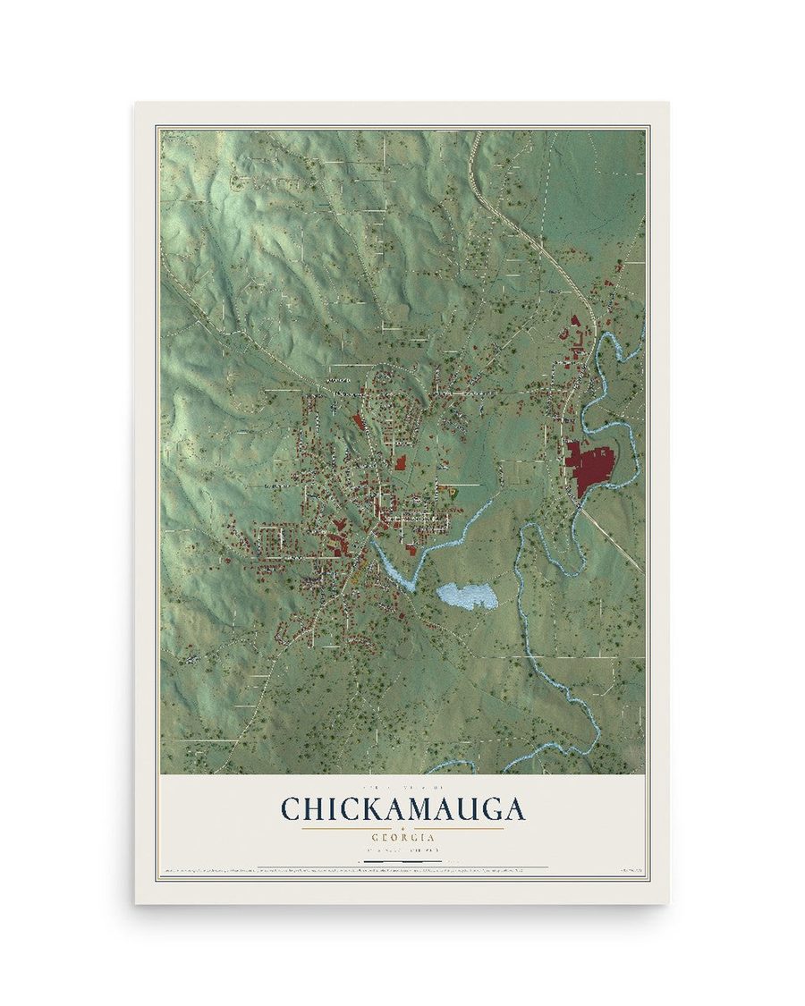 Chickamauga, Georgia map print, 12 x 18 in, print only