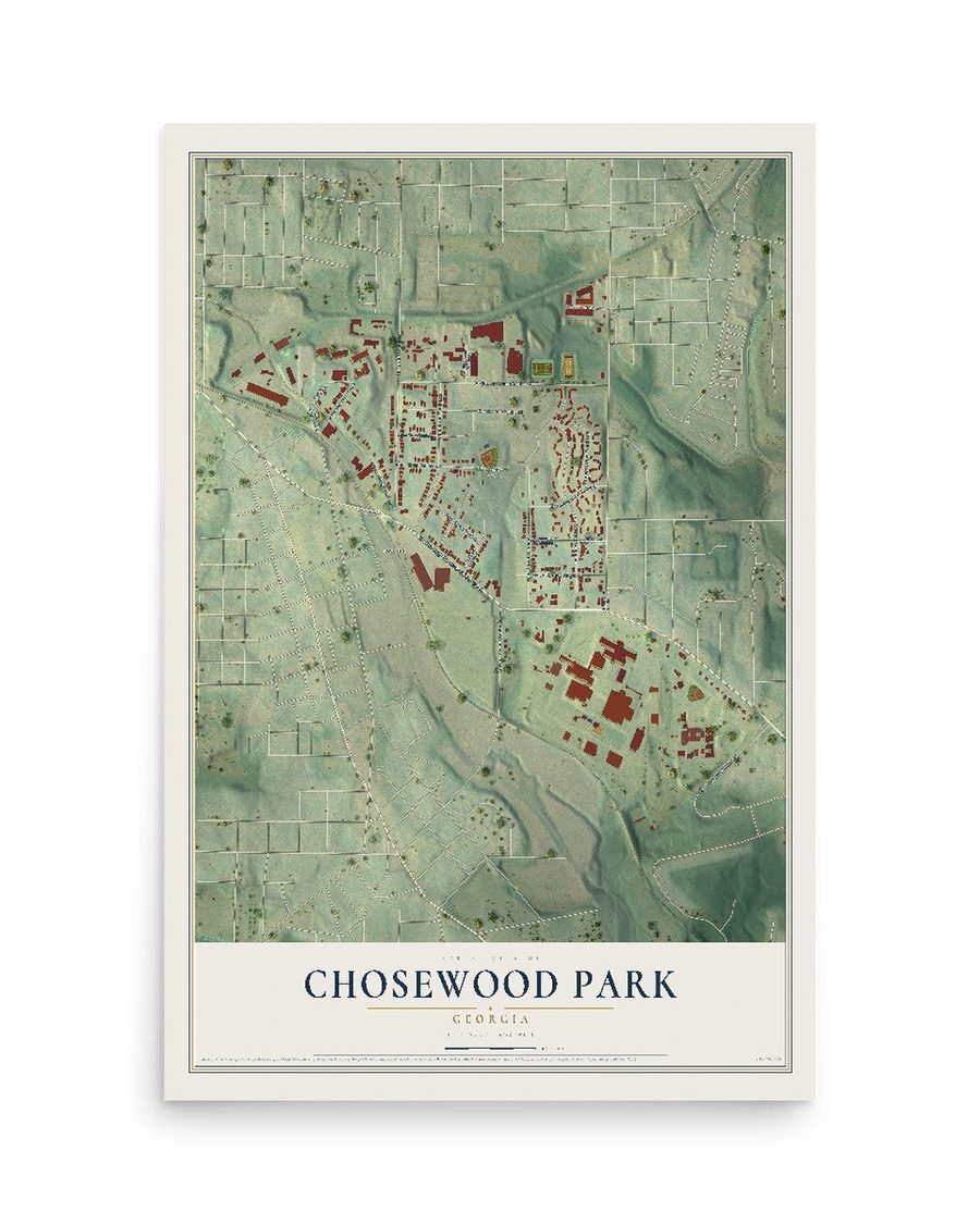 Chosewood Park, Georgia map print, 12 x 18 in, print only