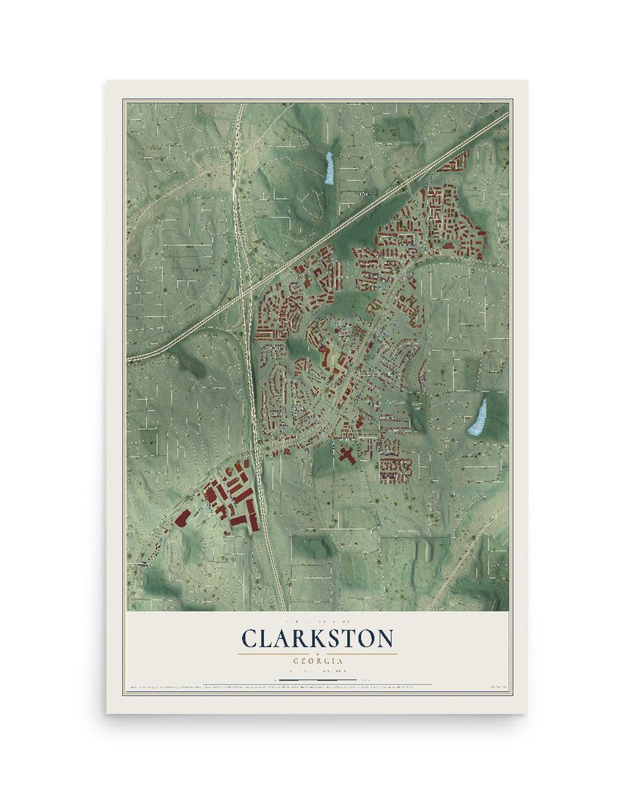 Clarkston, Georgia map print, 12 x 18 in, print only