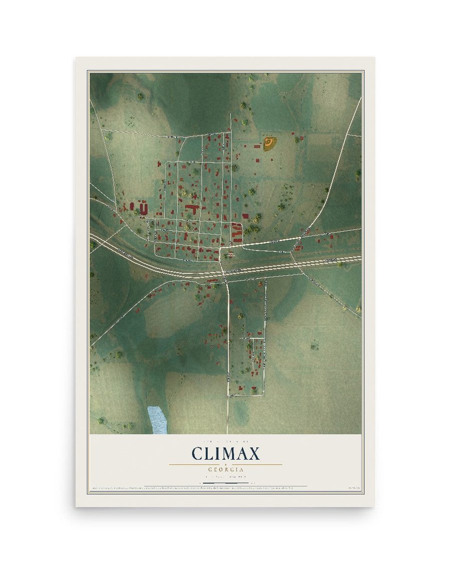 Climax, Georgia map print, 12 x 18 in, print only