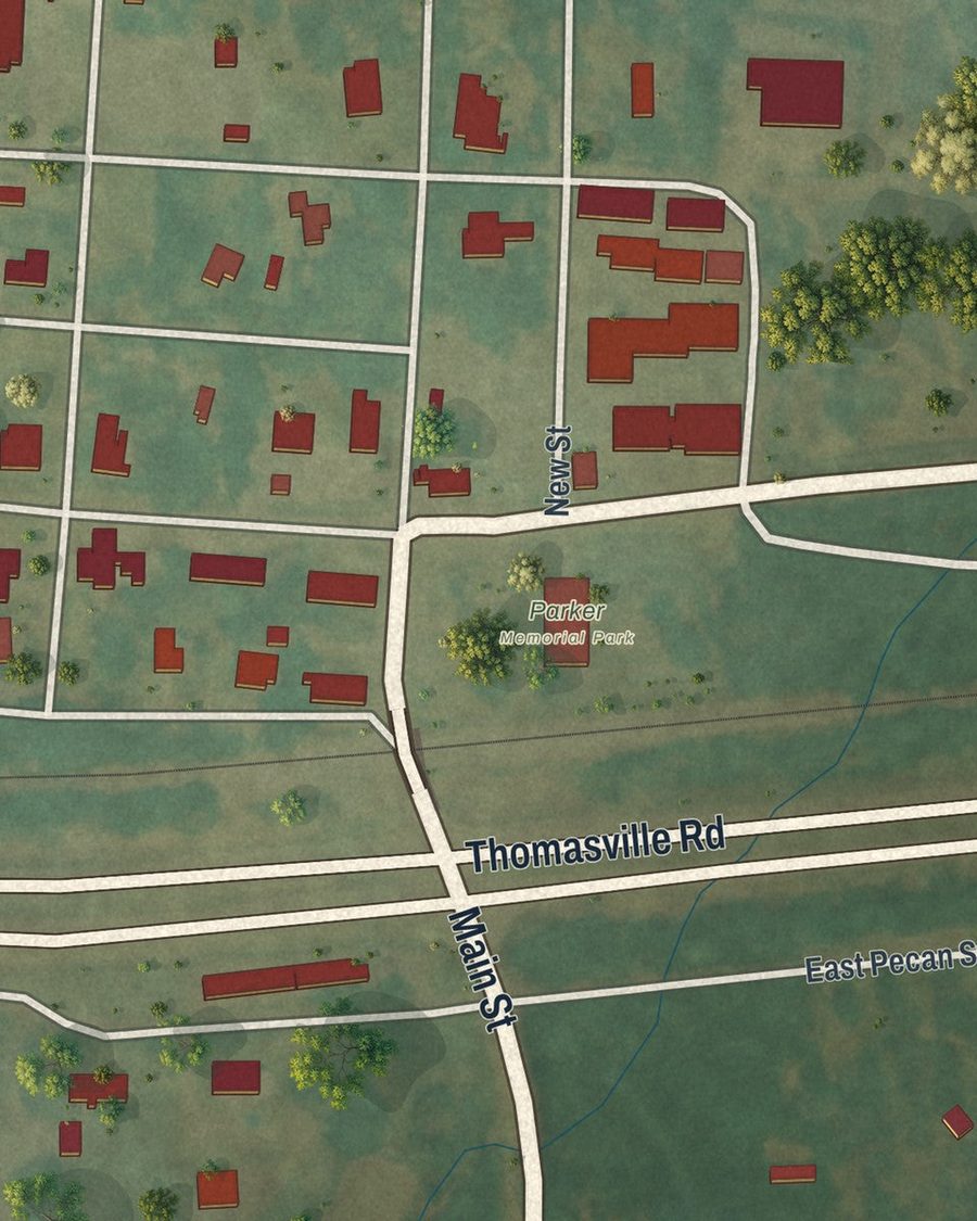 Close-up of Climax streets on the map