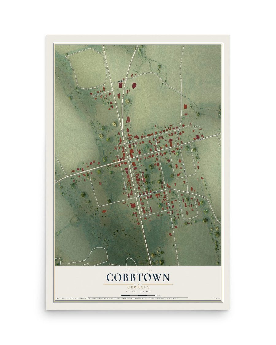 Cobbtown, Georgia map print, 12 x 18 in, print only