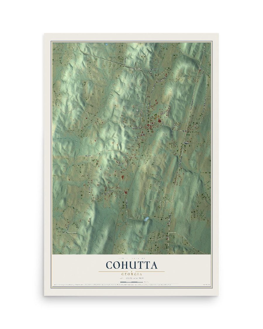 Cohutta, Georgia map print, 12 x 18 in, print only