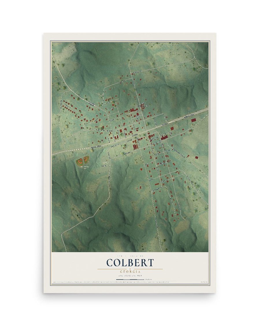 Colbert, Georgia map print, 12 x 18 in, print only
