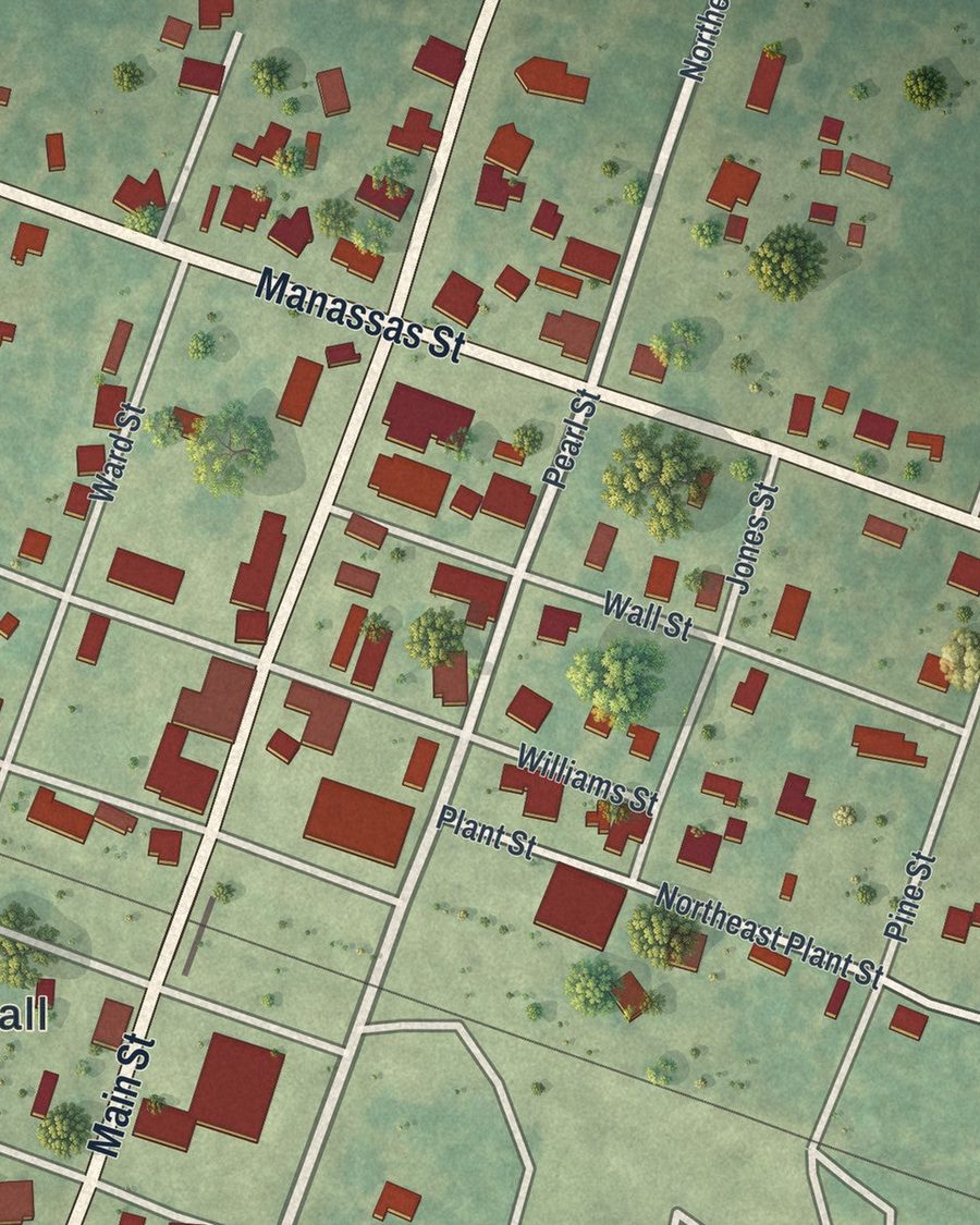 Close-up of Collins streets on the map