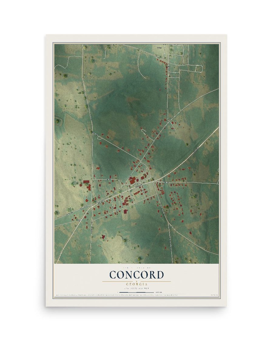 Concord, Georgia map print, 12 x 18 in, print only