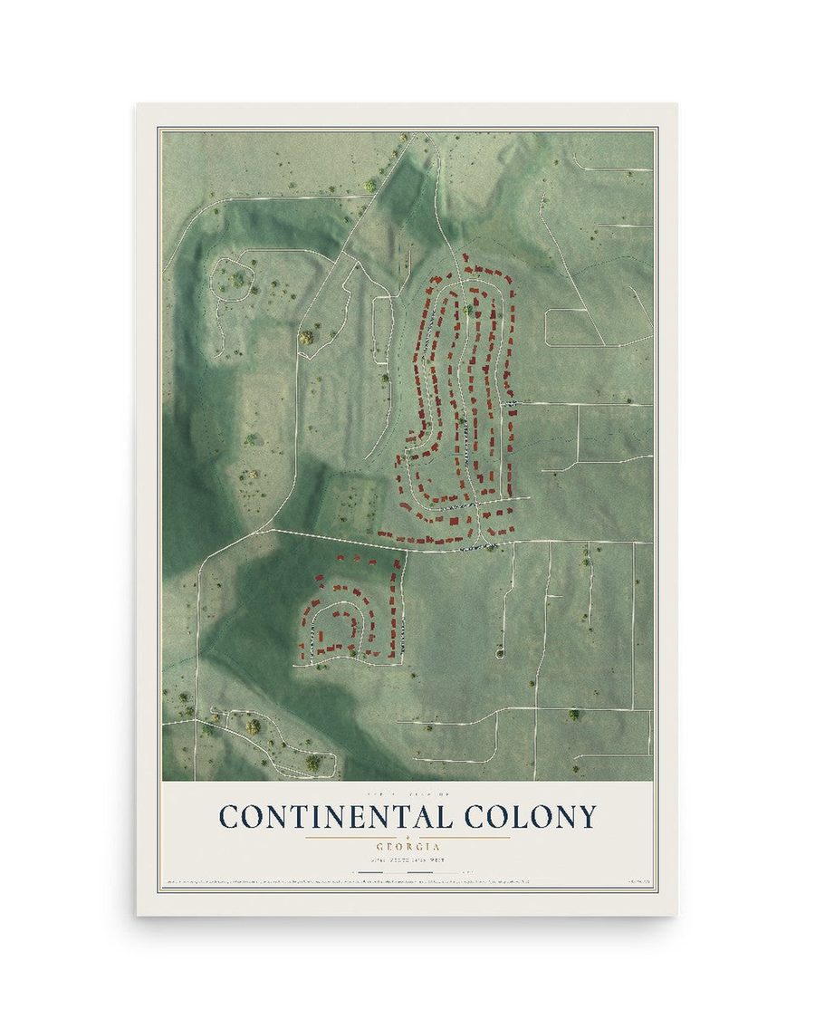 Continental Colony, Georgia map print, 12 x 18 in, print only