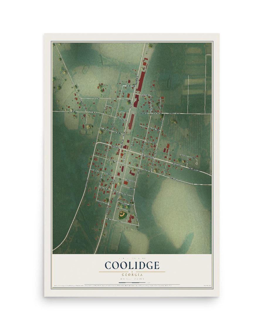 Coolidge, Georgia map print, 12 x 18 in, print only