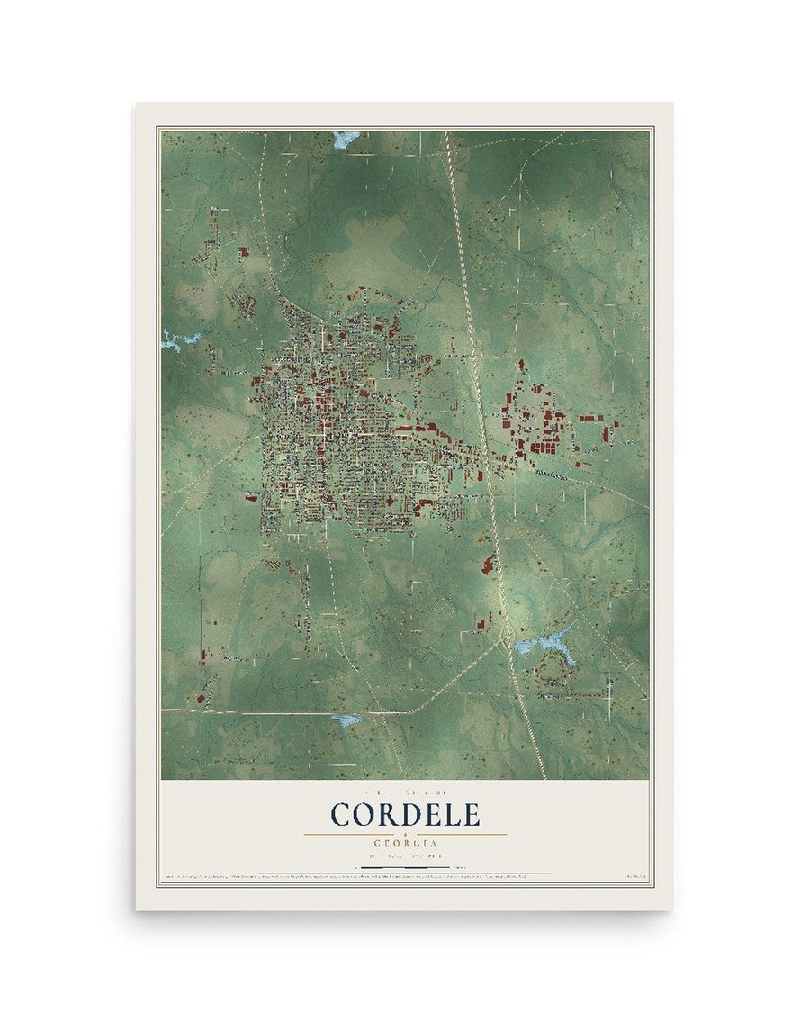 Cordele, Georgia map print, 12 x 18 in, print only