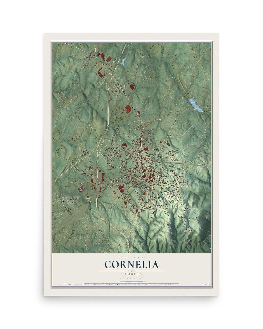 Cornelia, Georgia map print, 12 x 18 in, print only