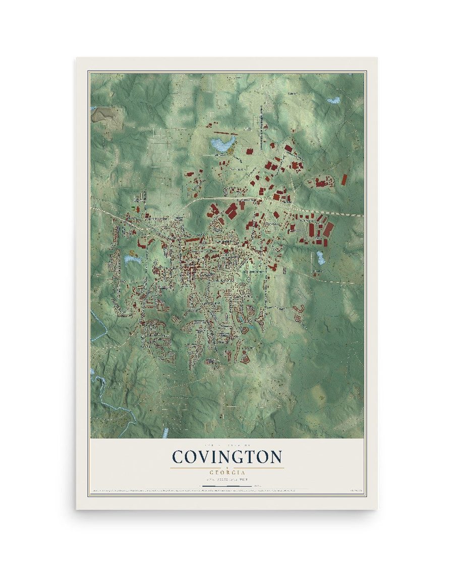 Covington, Georgia map print, 12 x 18 in, print only