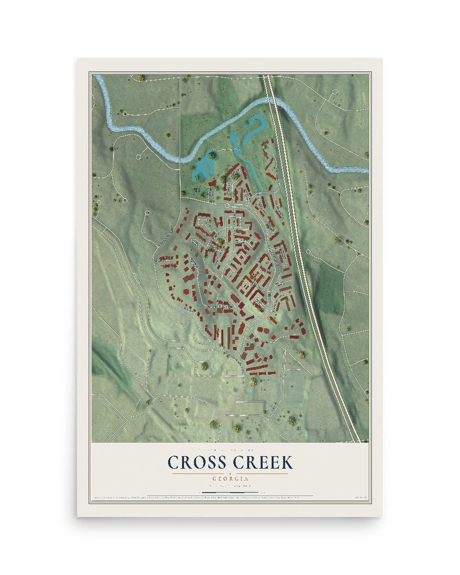 Cross Creek, Georgia map print, 12 x 18 in, print only