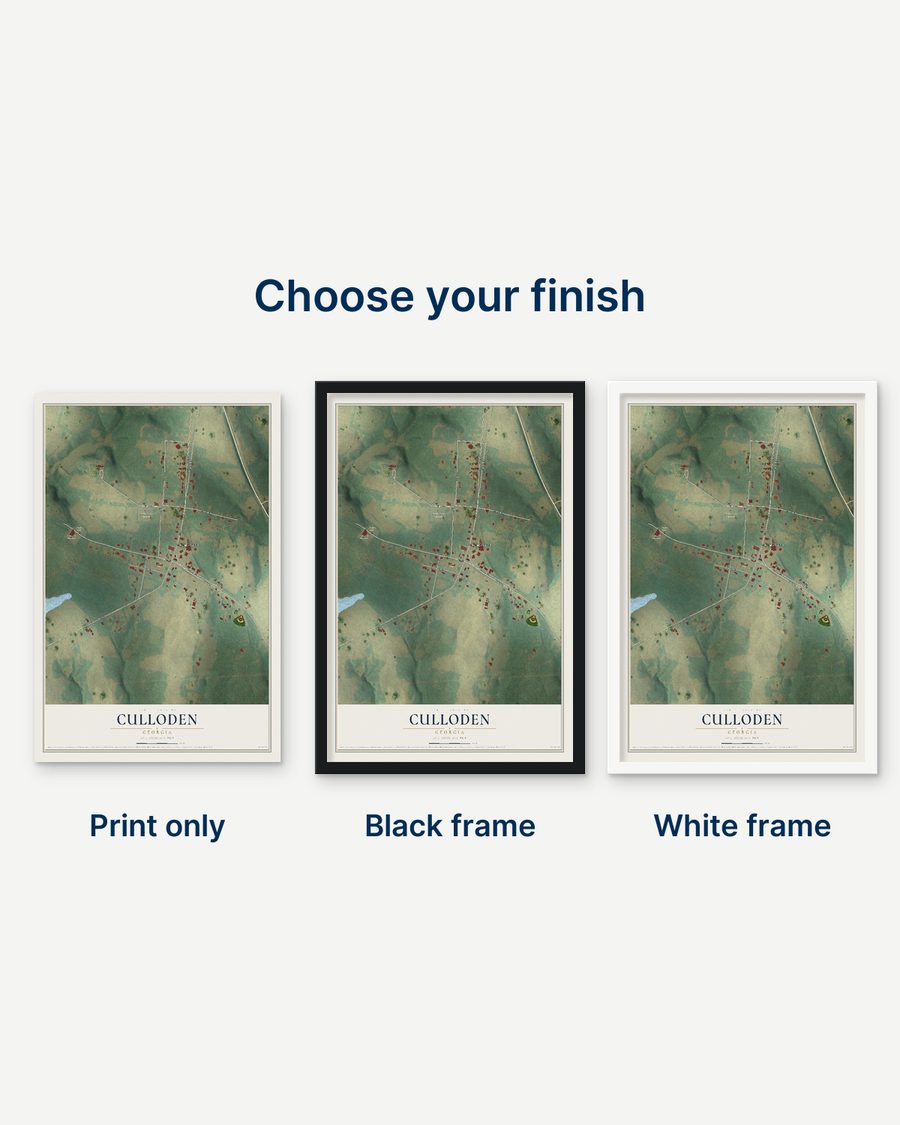 The Culloden, Georgia map as a print only, in a black frame and in a white frame
