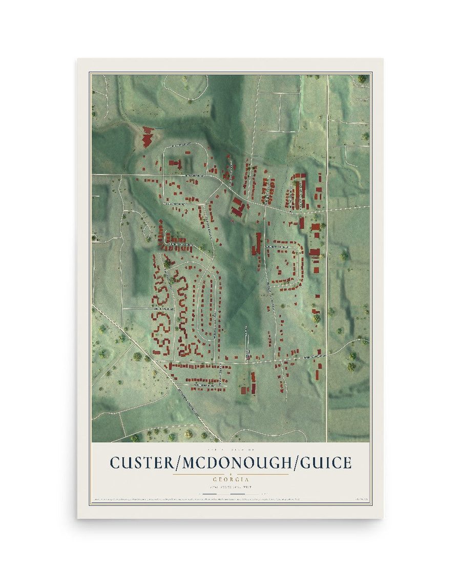 Custer-McDonough-Guice, Georgia map print, 12 x 18 in, print only