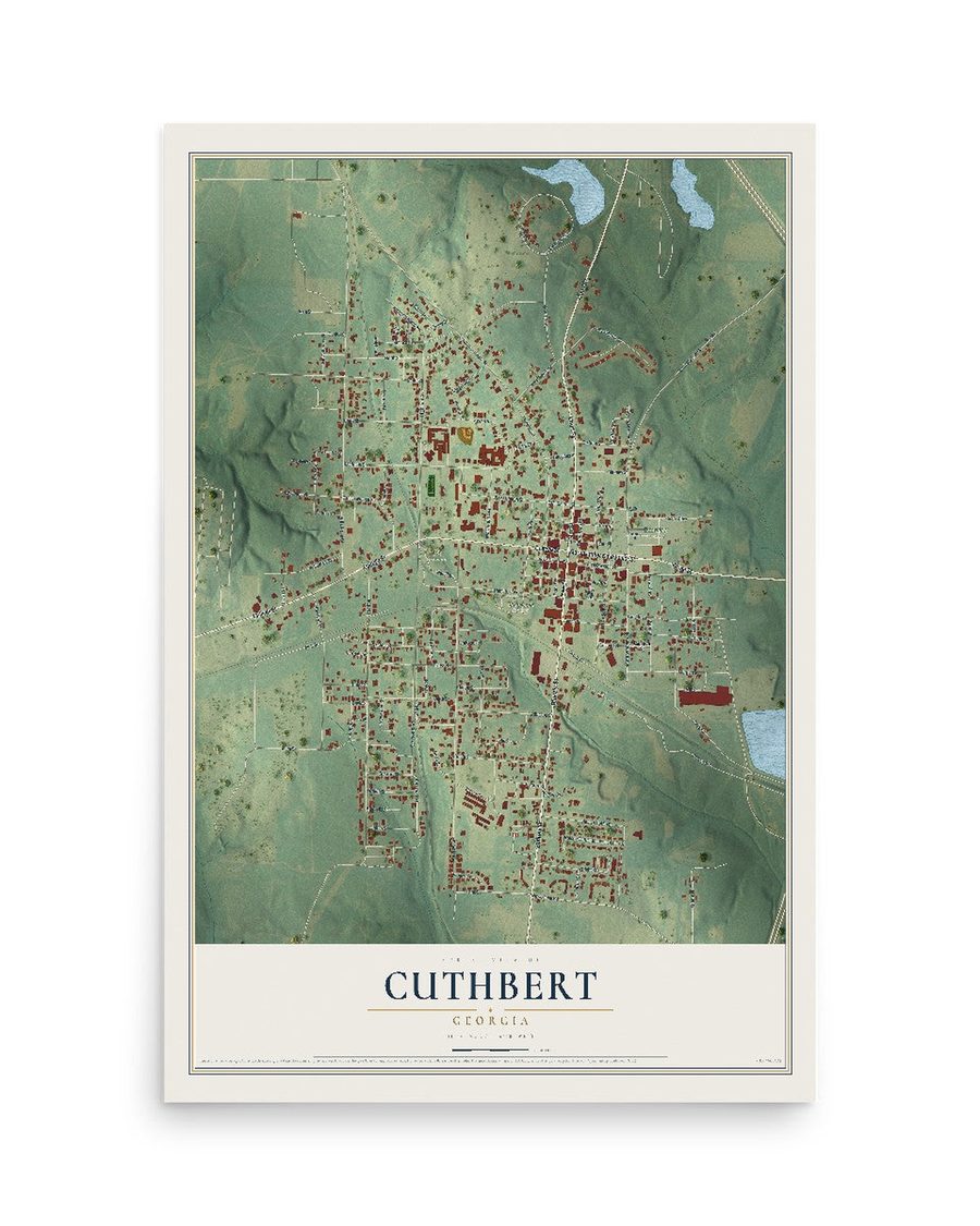 Cuthbert, Georgia map print, 12 x 18 in, print only