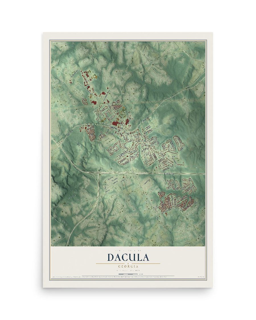 Dacula, Georgia map print, 12 x 18 in, print only