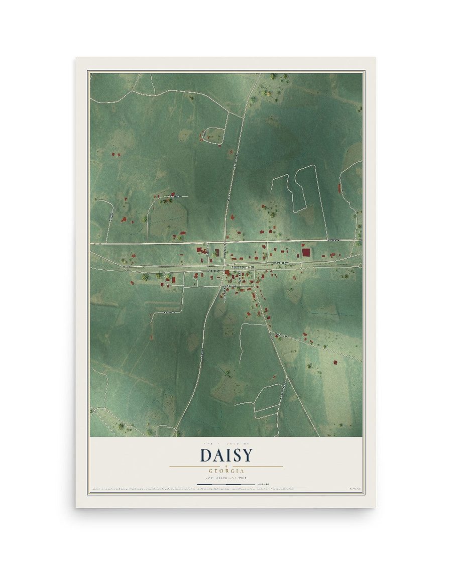 Daisy, Georgia map print, 12 x 18 in, print only