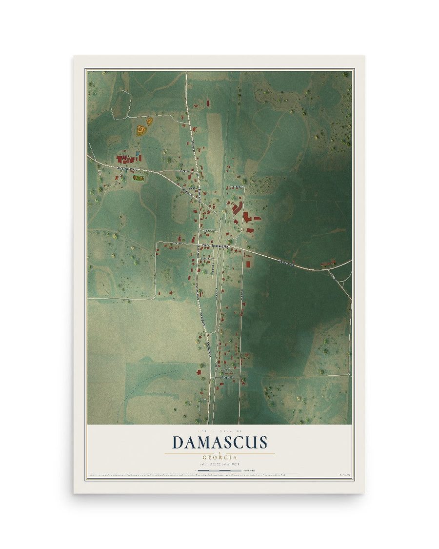 Damascus, Georgia map print, 12 x 18 in, print only