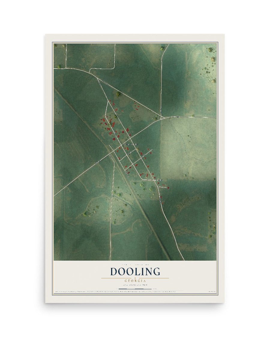 Dooling, Georgia map print, 12 x 18 in, print only