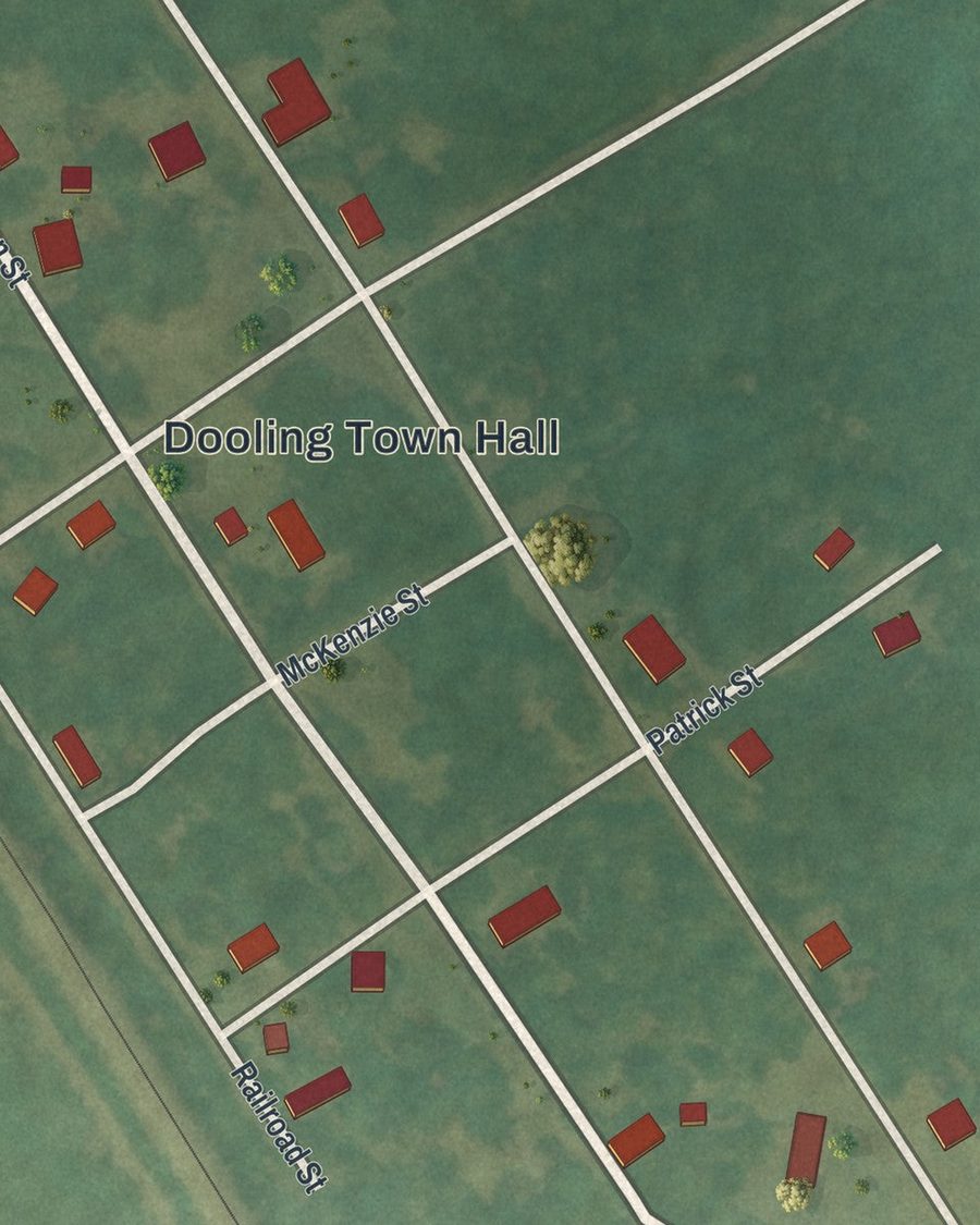 Close-up of Dooling streets on the map