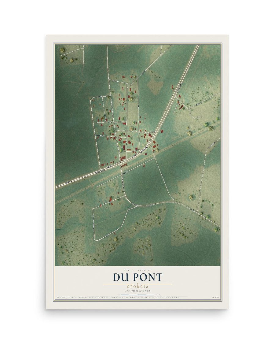 Du Pont, Georgia map print, 12 x 18 in, print only