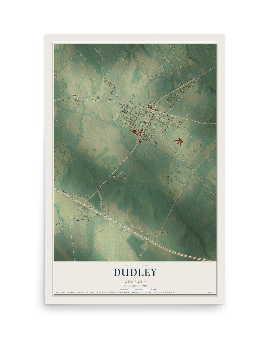 Dudley, Georgia map print, 12 x 18 in, print only