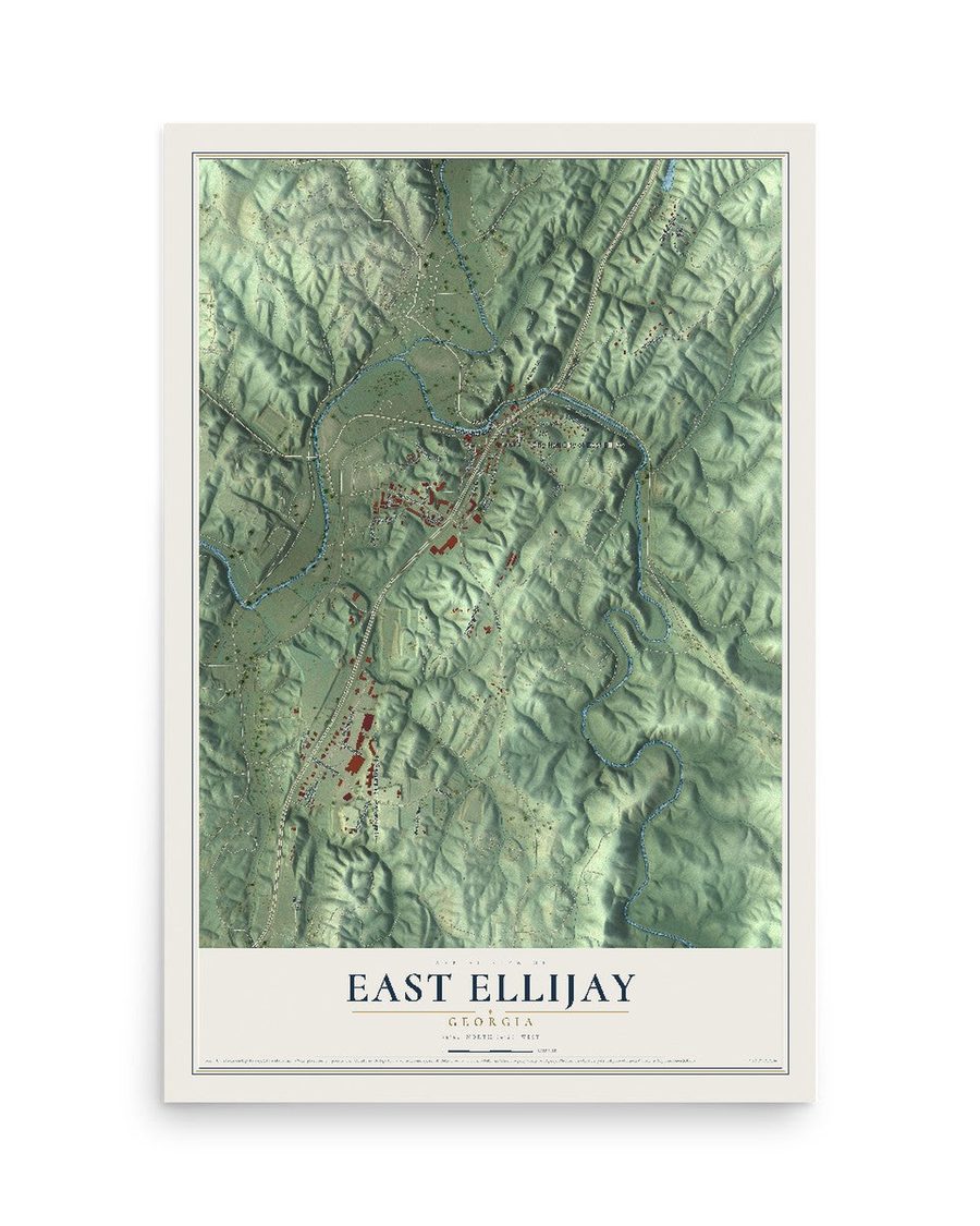 East Ellijay, Georgia map print, 12 x 18 in, print only