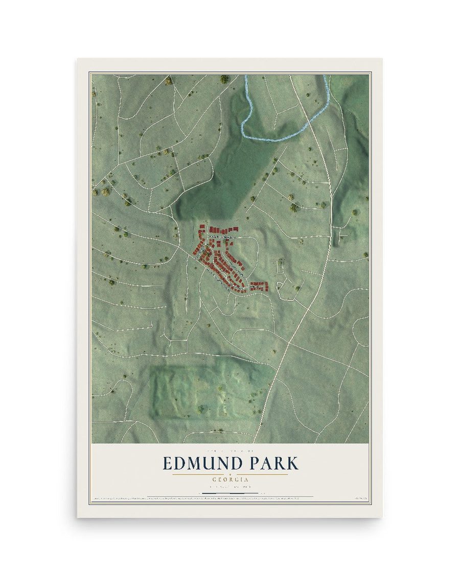 Edmund Park, Georgia map print, 12 x 18 in, print only