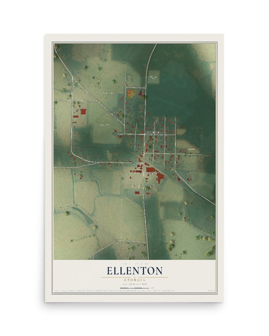Ellenton, Georgia map print, 12 x 18 in, print only