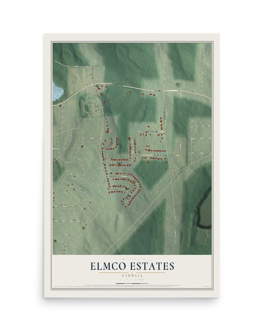 Elmco Estates, Georgia map print, 12 x 18 in, print only