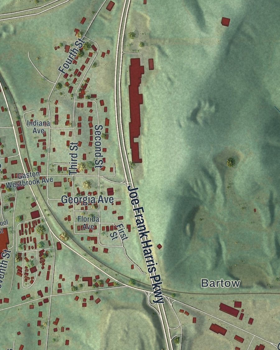 Close-up of Emerson streets on the map