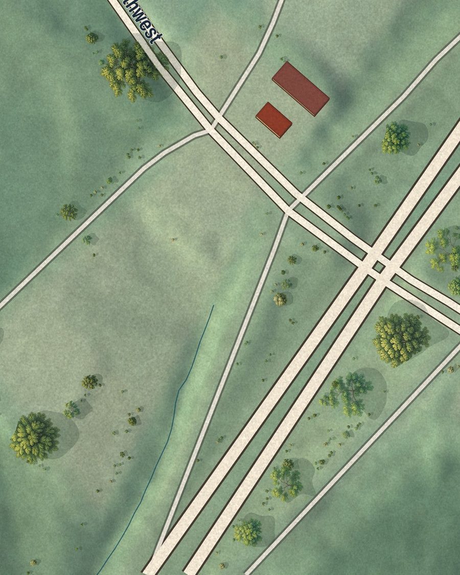Close-up of English Park streets on the map