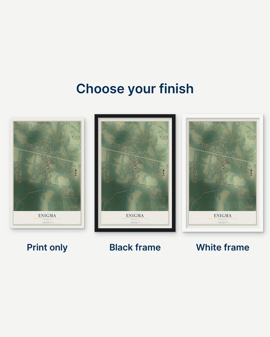 The Enigma, Georgia map as a print only, in a black frame and in a white frame