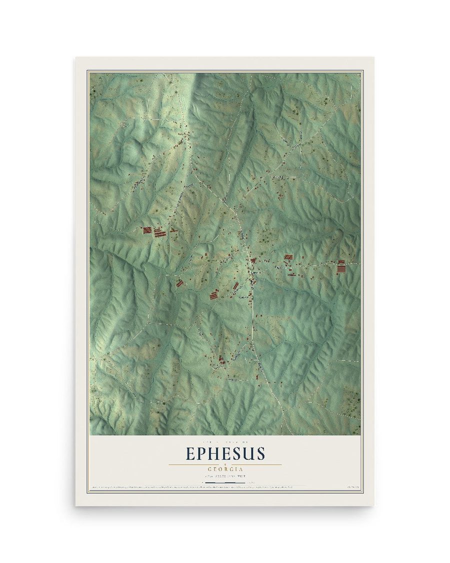 Ephesus, Georgia map print, 12 x 18 in, print only